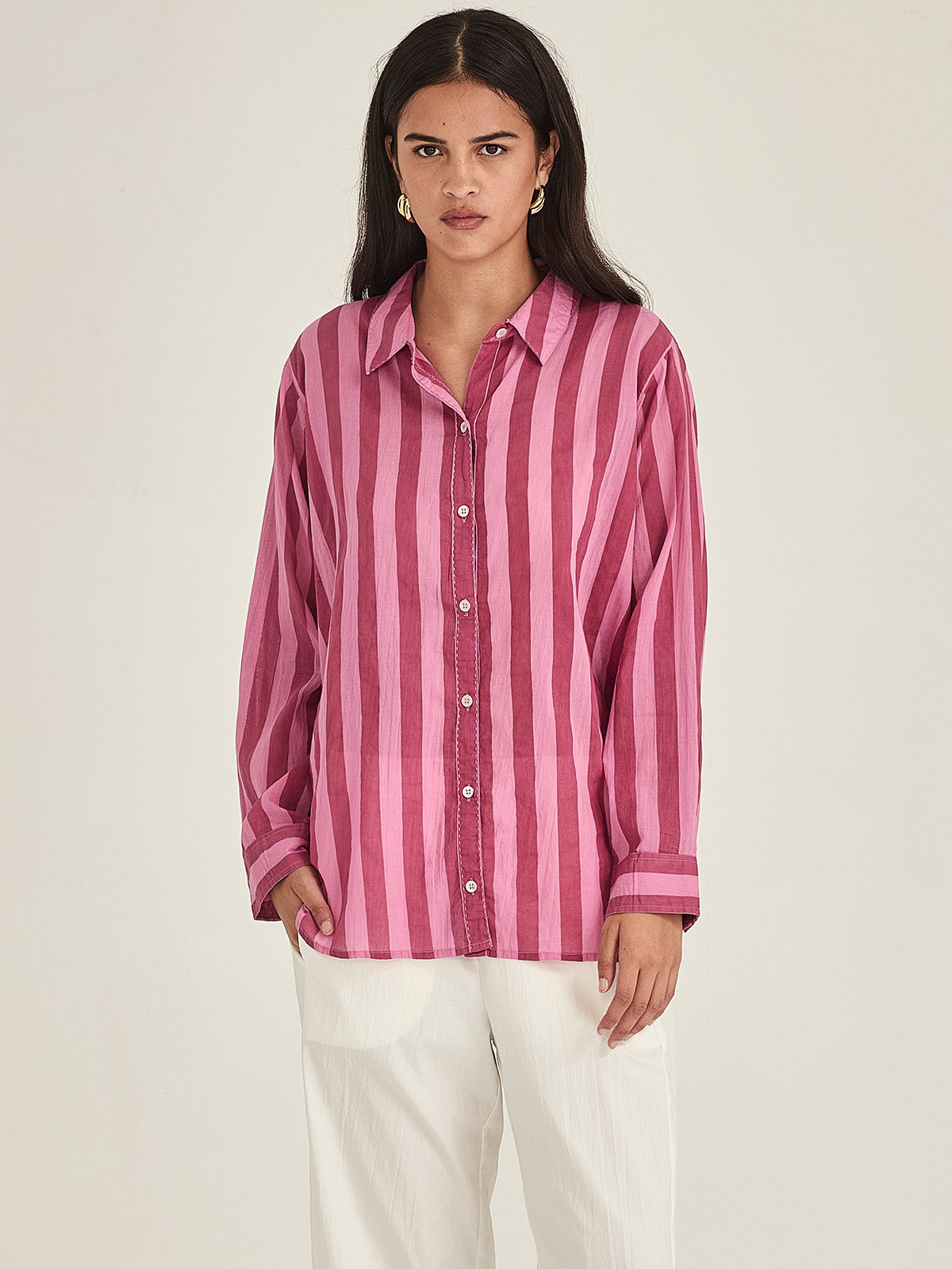Sills Positano Stripe Shirt – Red/Pink