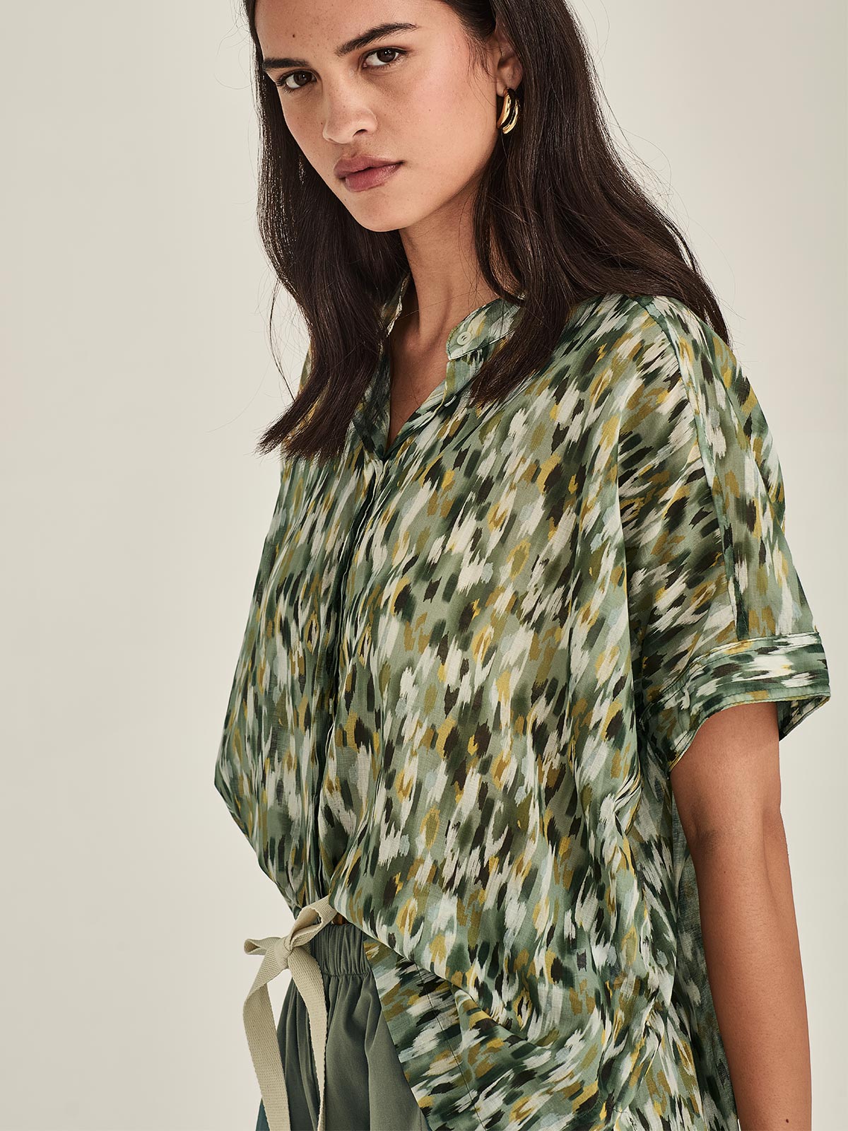 Sills Helene Print Top – Khaki Brush
