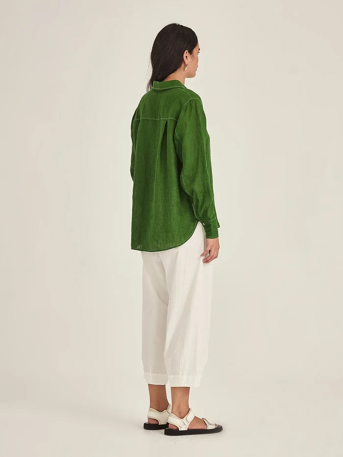 Sills Princeton Linen Shirt - Palm Green