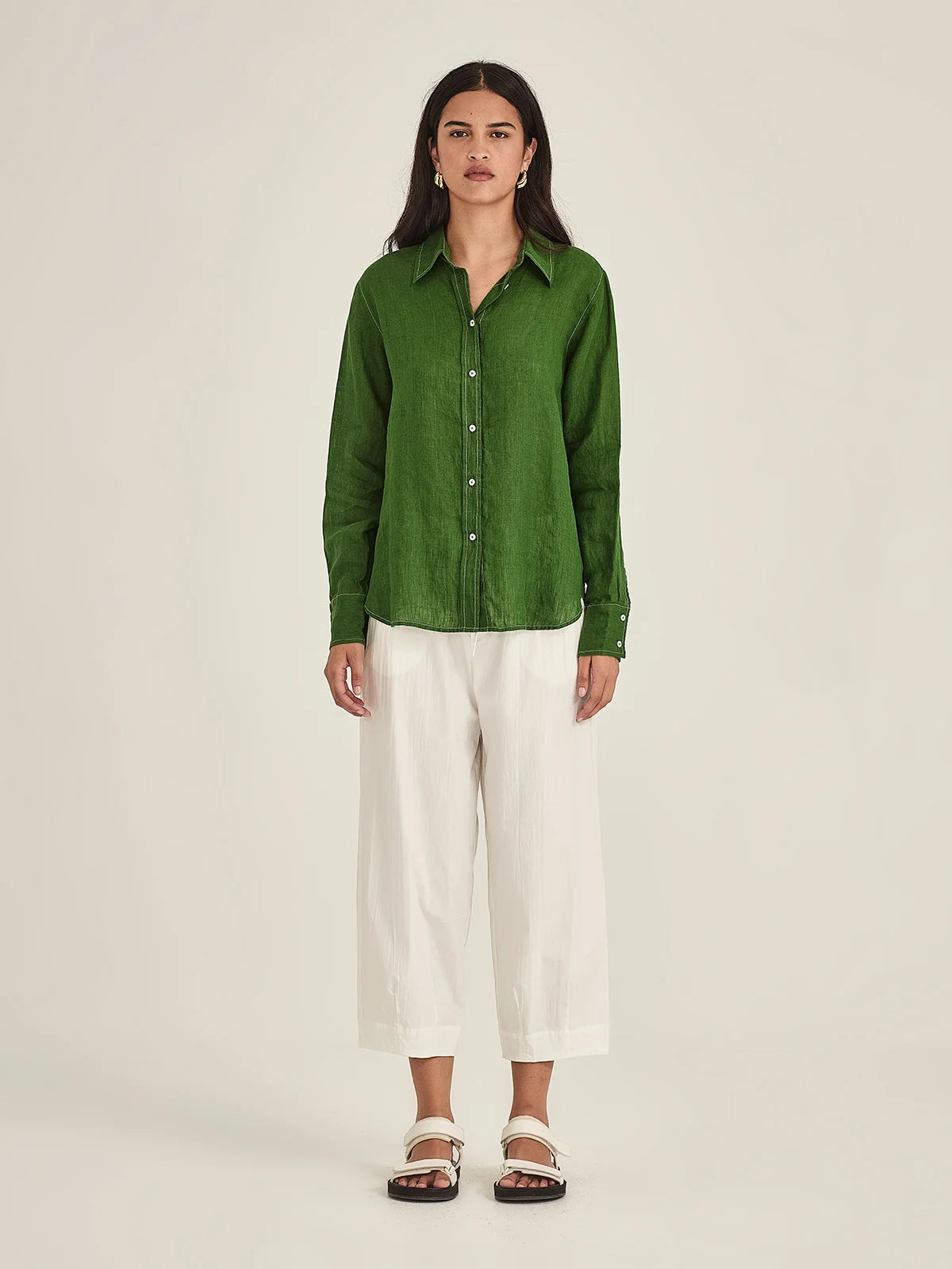 Sills Princeton Linen Shirt - Palm Green