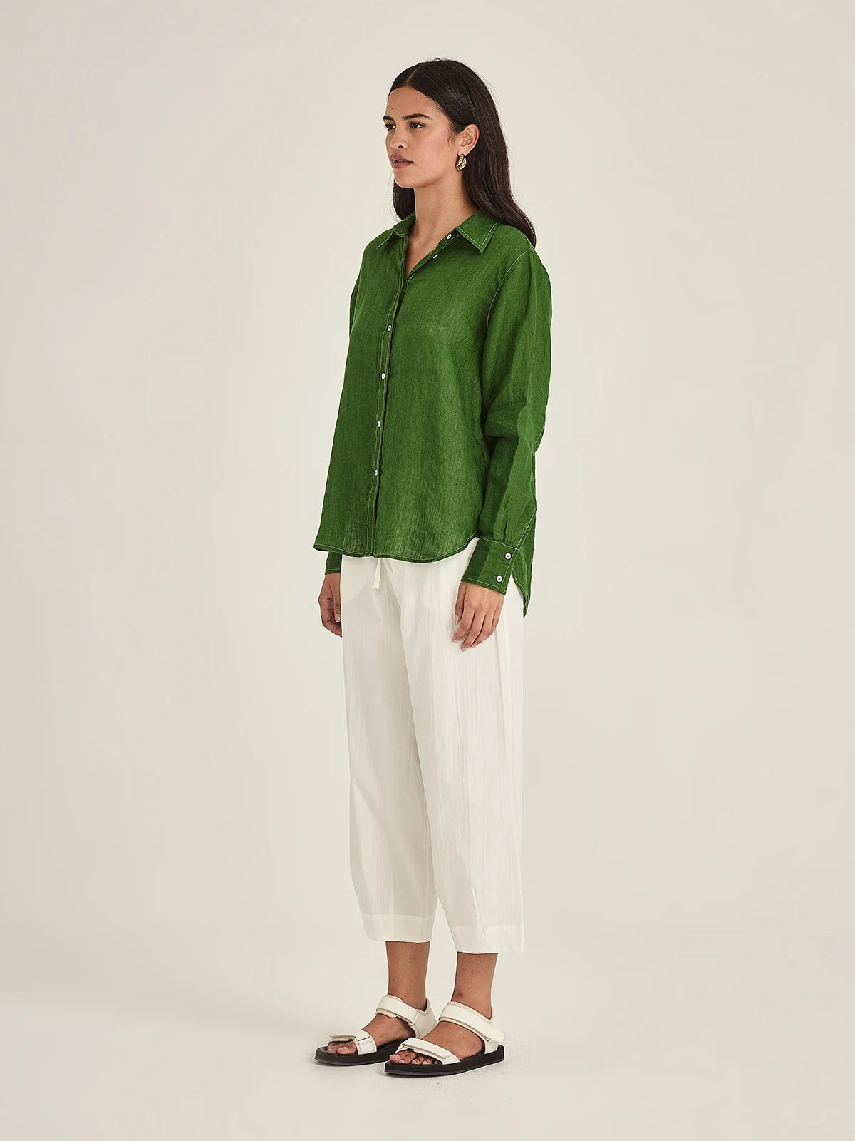 Sills Princeton Linen Shirt - Palm Green
