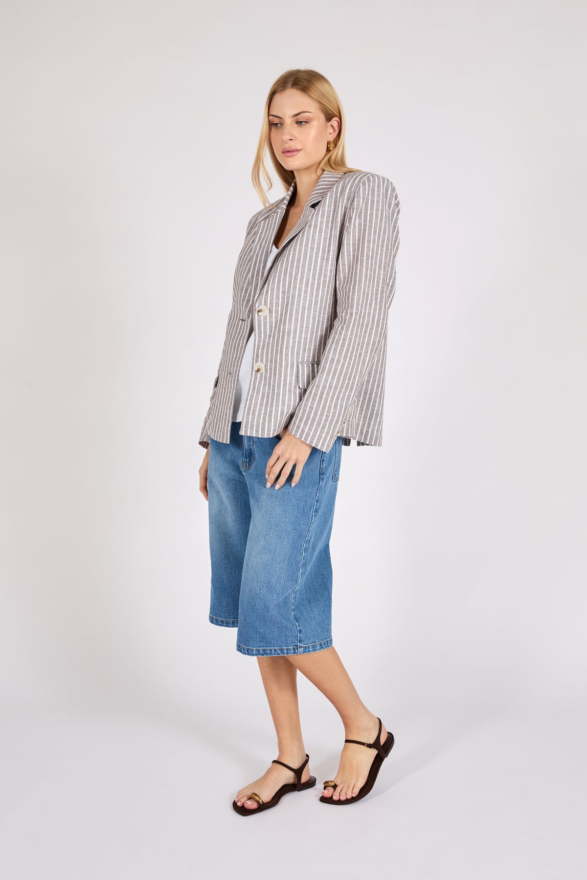 Marlow Strata Blazer - Mocha Stripe