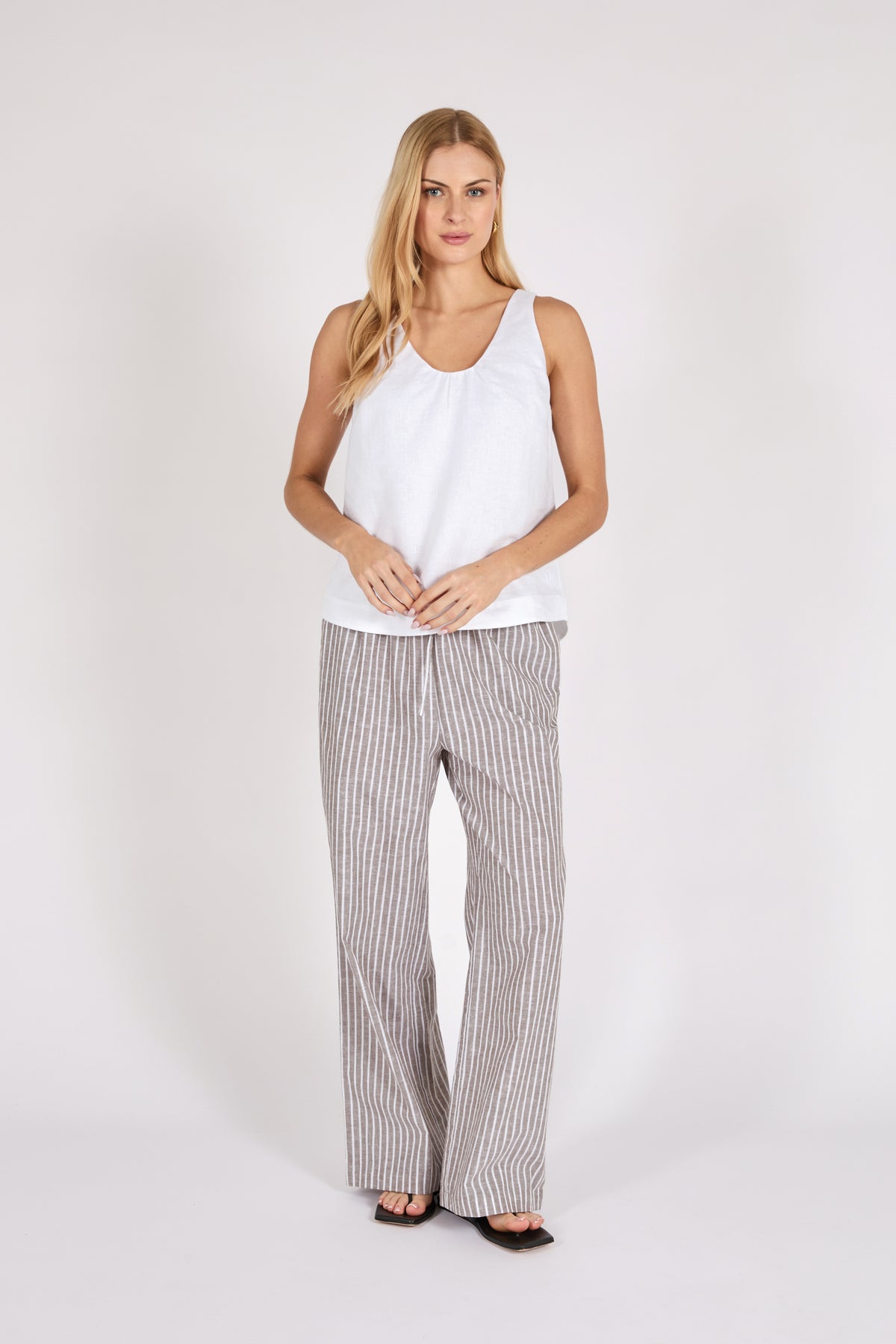 Marlow Strata Pant - Mocha Stripe