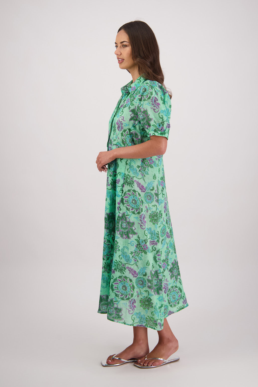 Briarwood Thelma Shirt Dress - Green Floral