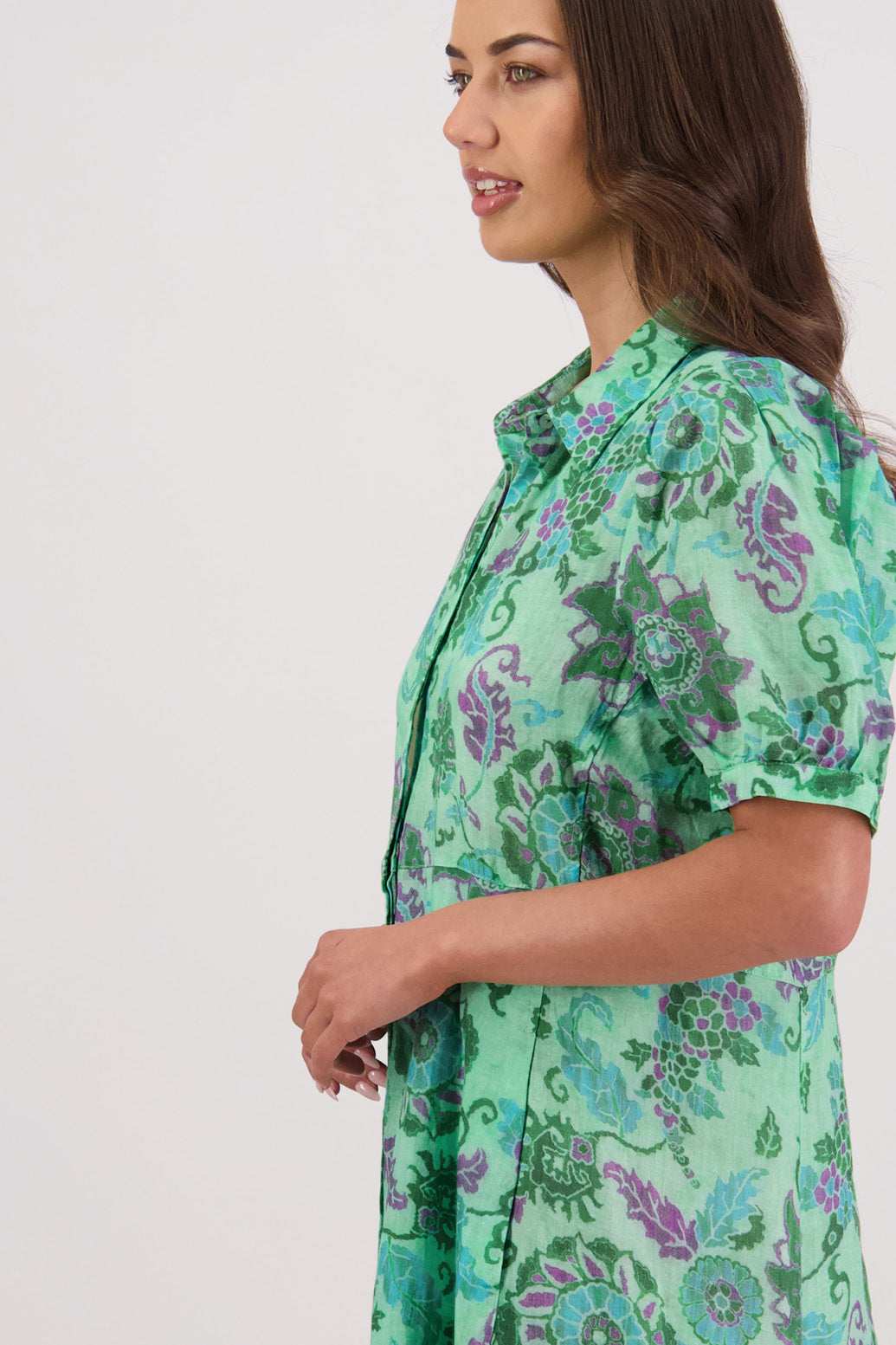 Briarwood Thelma Shirt Dress - Green Floral