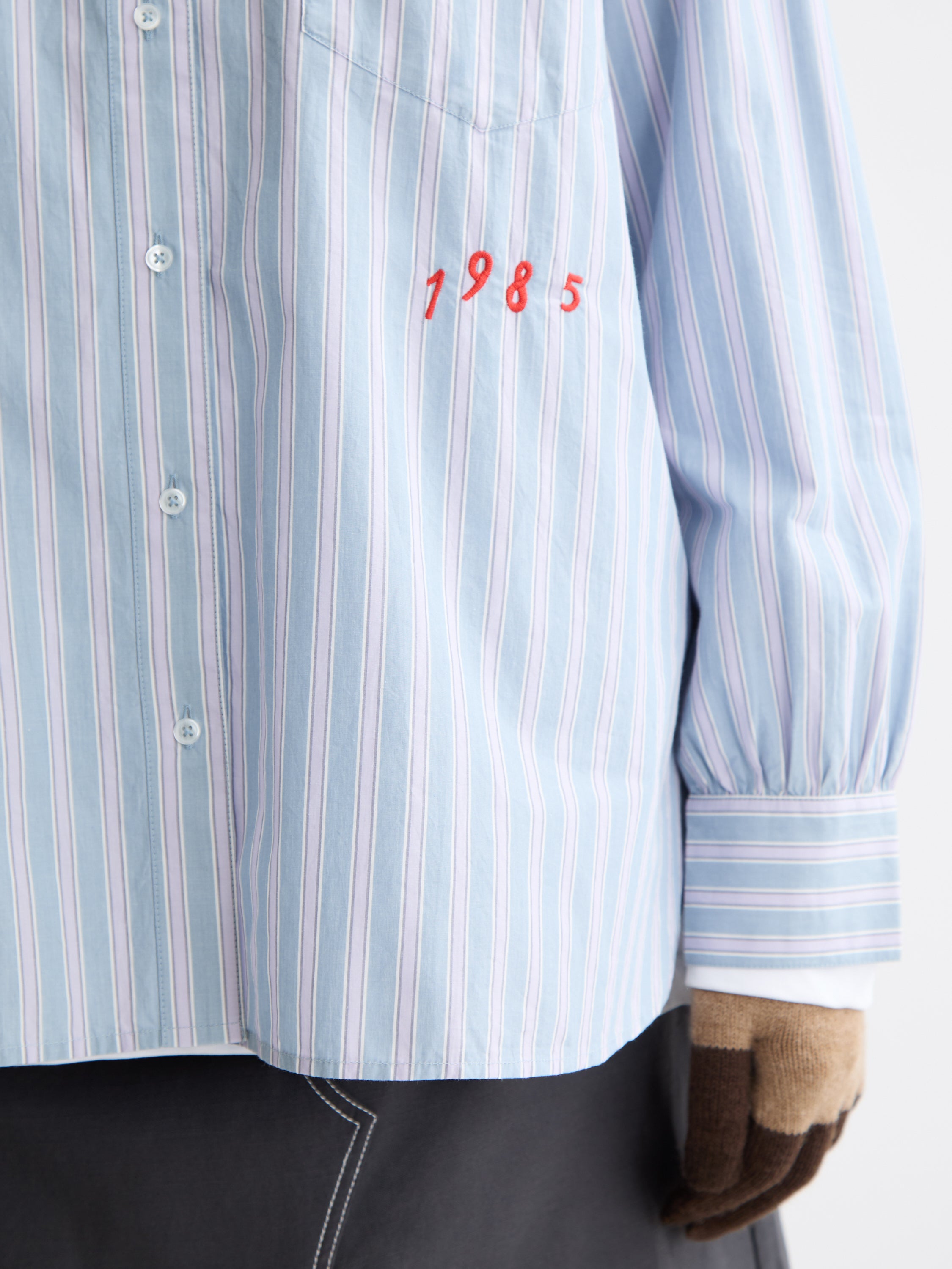 Embroidered Girlfriend Shirt - Faded Lavender