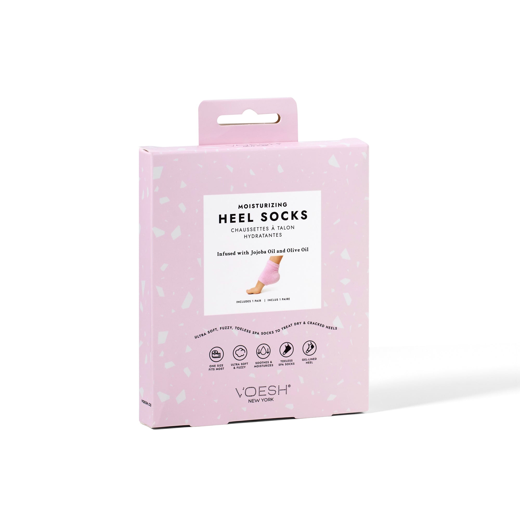 Moisturizing Heel Socks with Gel Heel Liner  - Pink