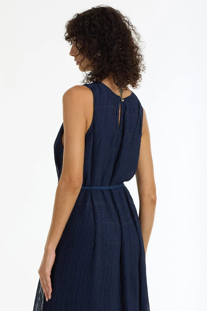 BLAK Viele Crinkle Chiffon Maxi Dress - Navy