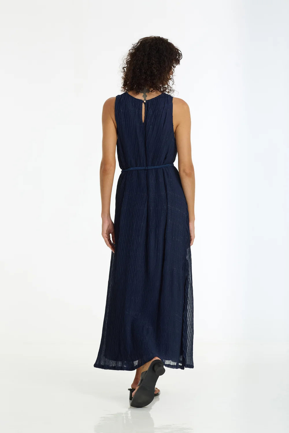BLAK Viele Crinkle Chiffon Maxi Dress - Navy