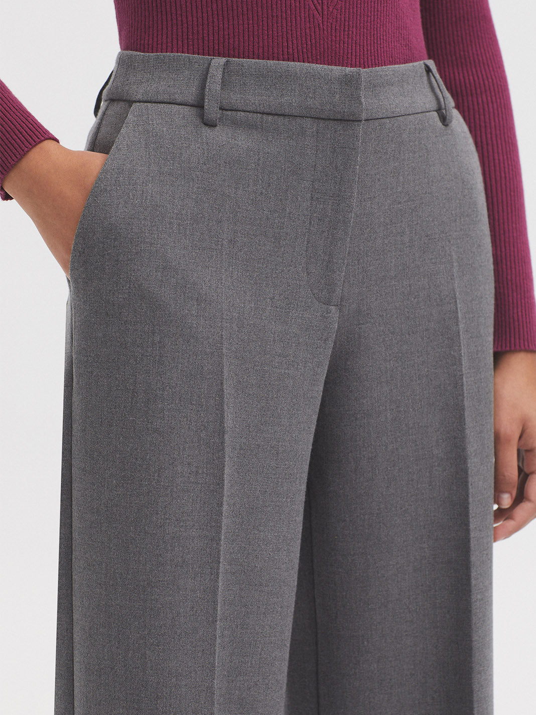 Nice Things Wool Blend Trousers - Mid Grey