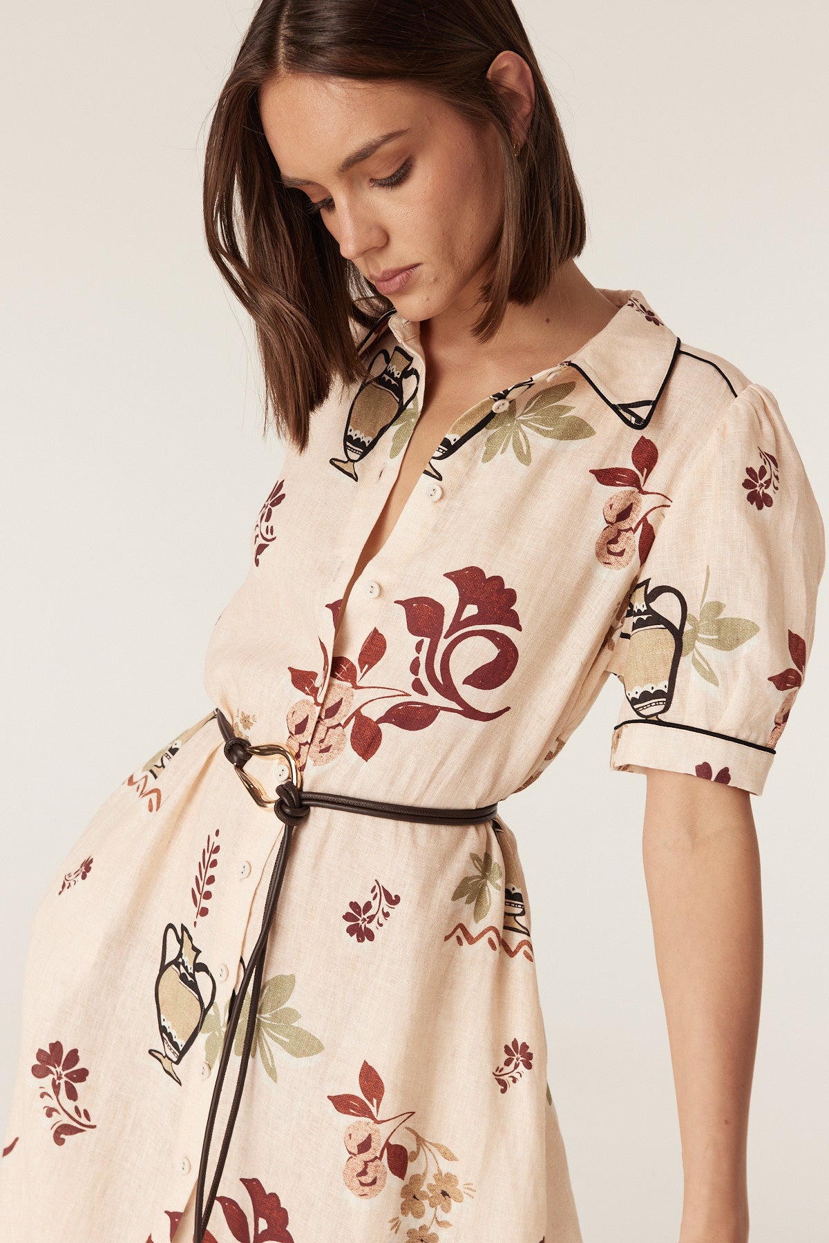 Cable Melbourne Avondale Linen Midi Dress - Rustic Garden Print