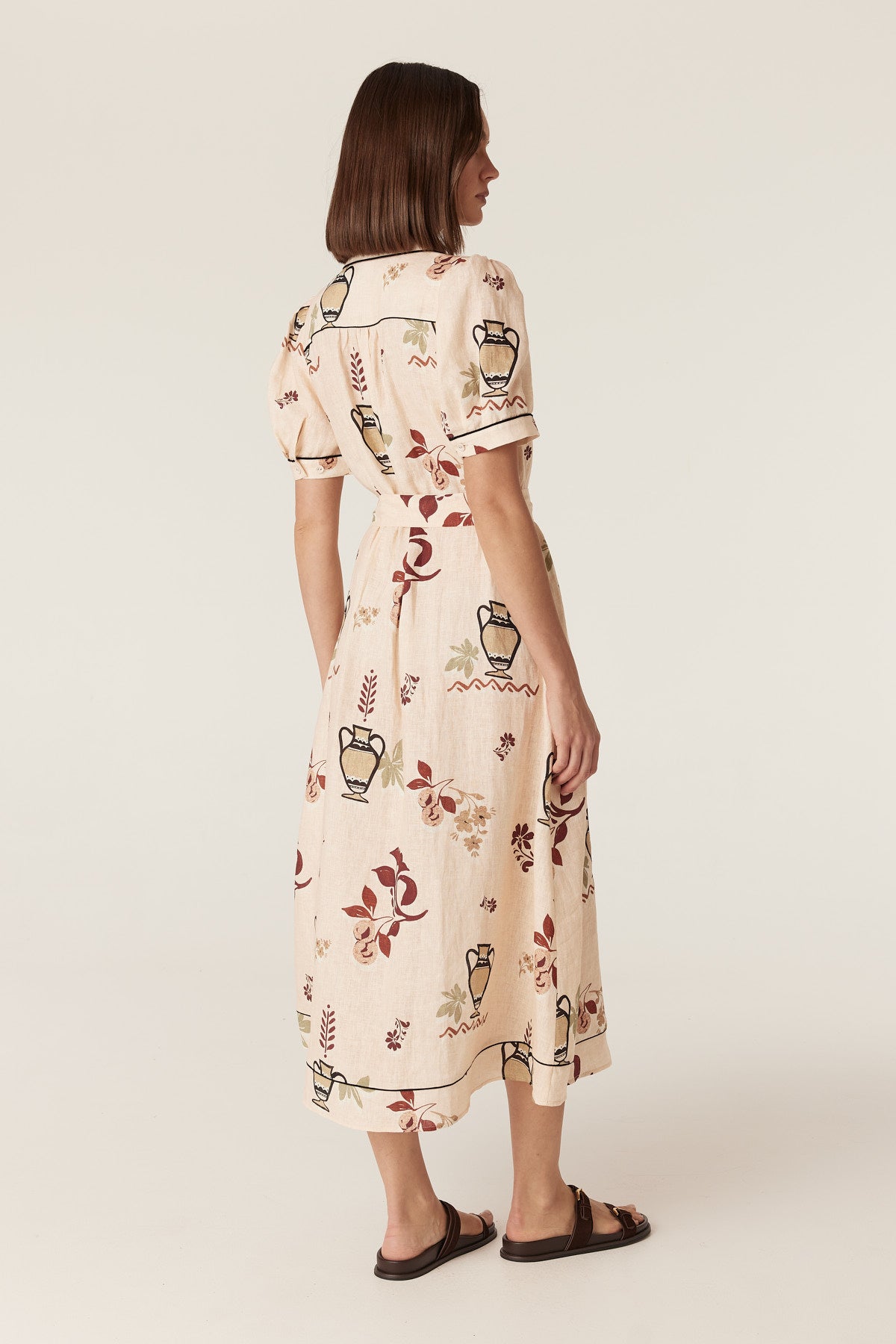 Cable Melbourne Avondale Linen Midi Dress - Rustic Garden Print