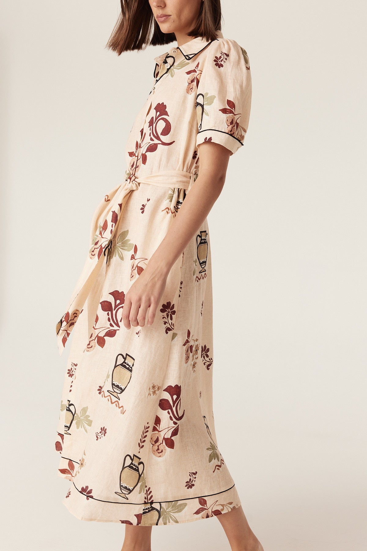 Cable Melbourne Avondale Linen Midi Dress - Rustic Garden Print