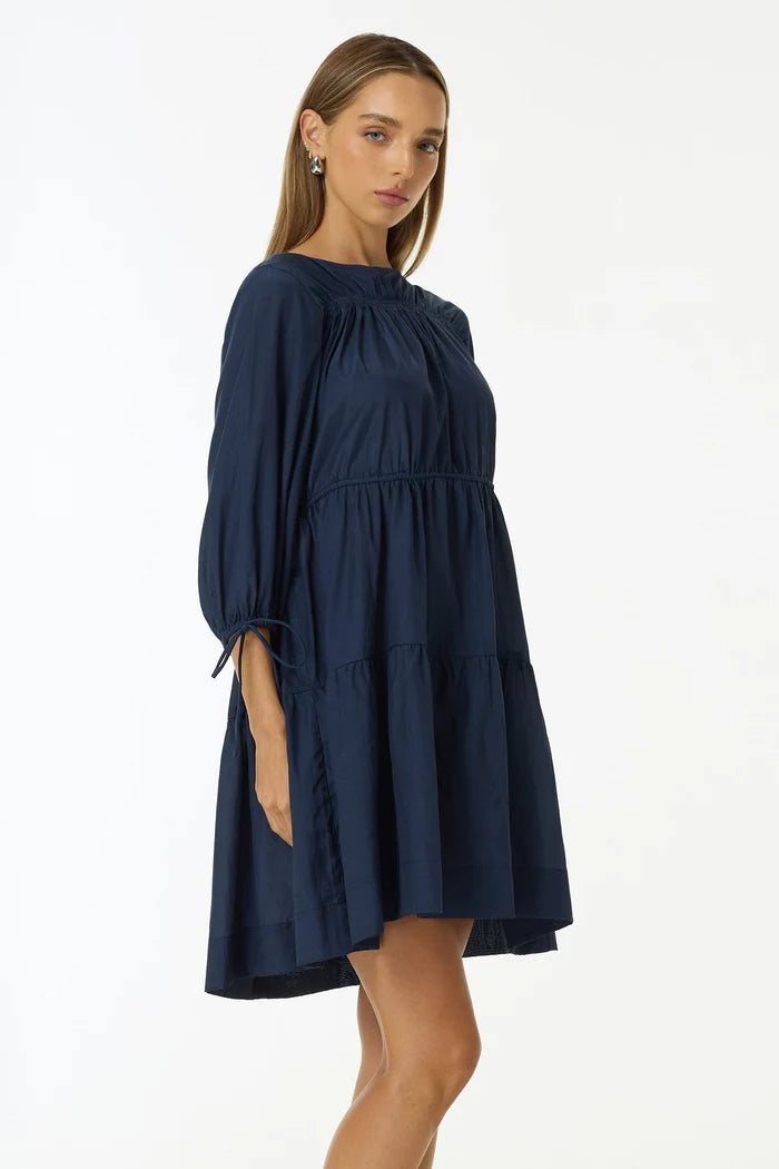 BLAK Where Hearts Fall Cotton Mini Dress - Navy