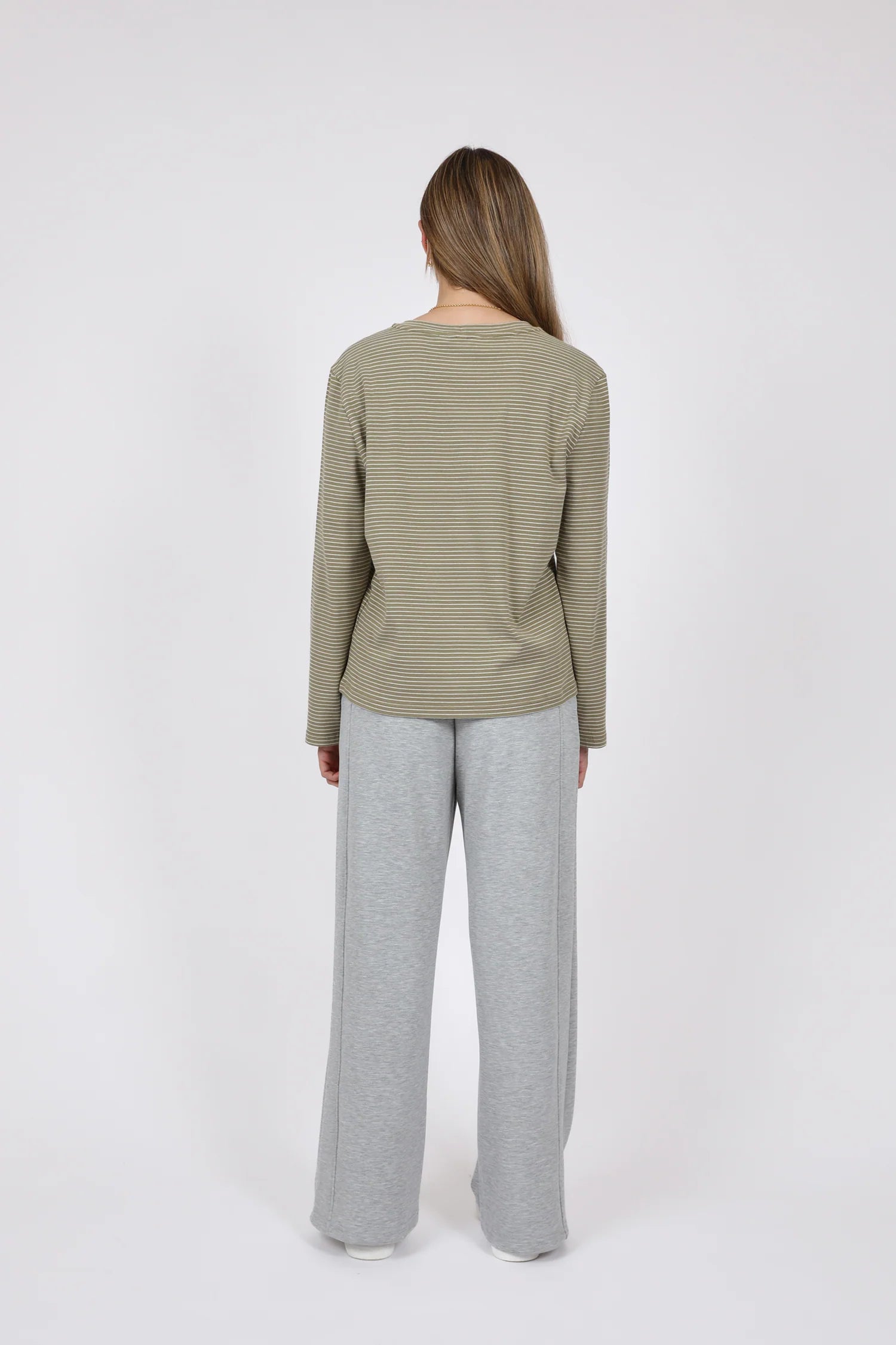 Uno Long Sleeve Tee - Pistachio Stripe