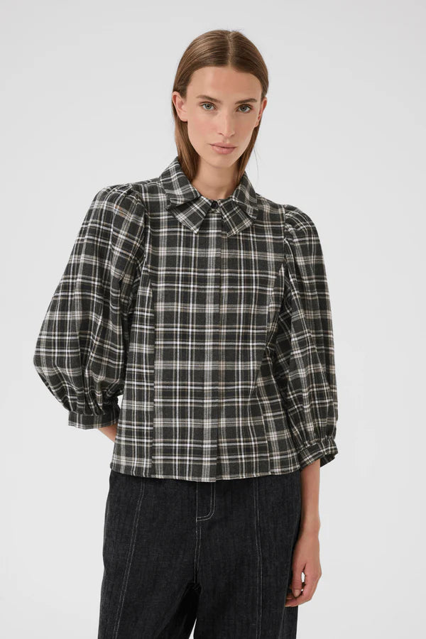 Belis Frosty Blouse - Thunderstorm Check