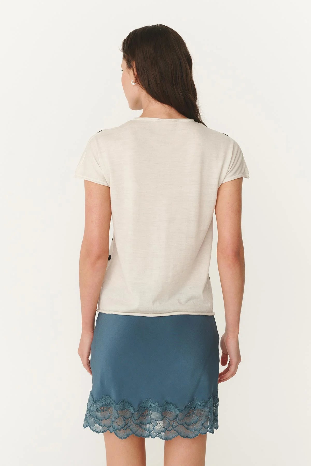 Sandra Merino Knit Top Bone -  Espresso Spot