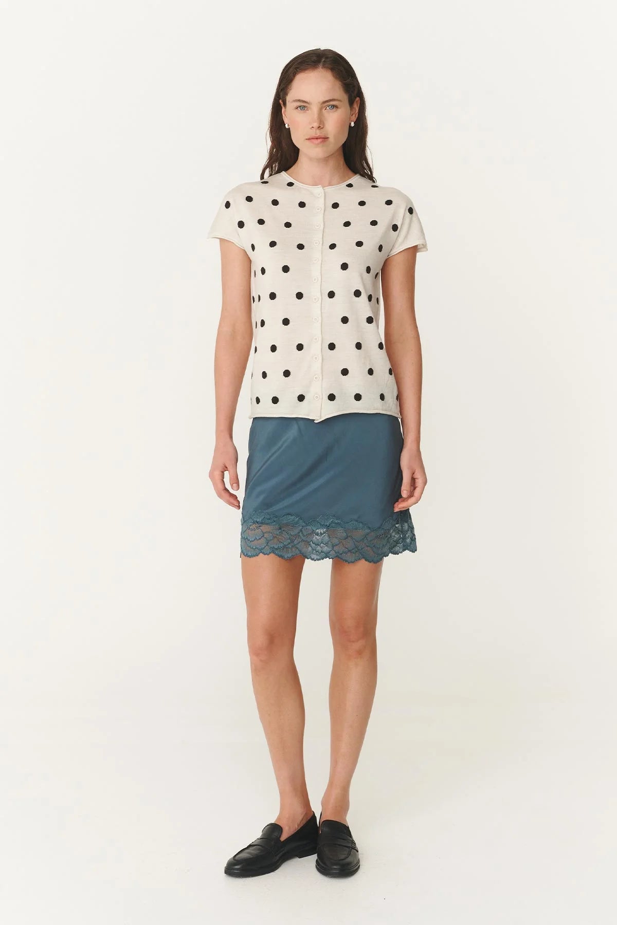 Sandra Merino Knit Top Bone -  Espresso Spot