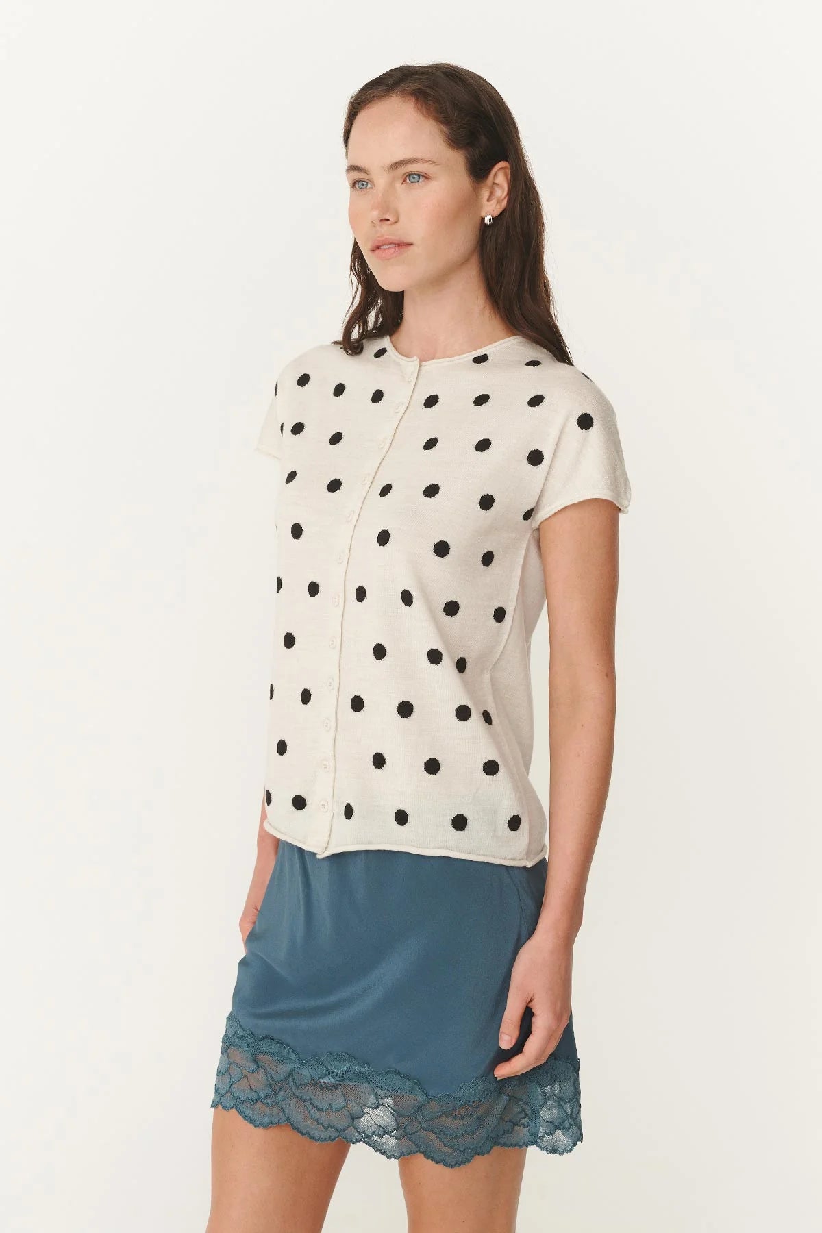 Sandra Merino Knit Top Bone -  Espresso Spot