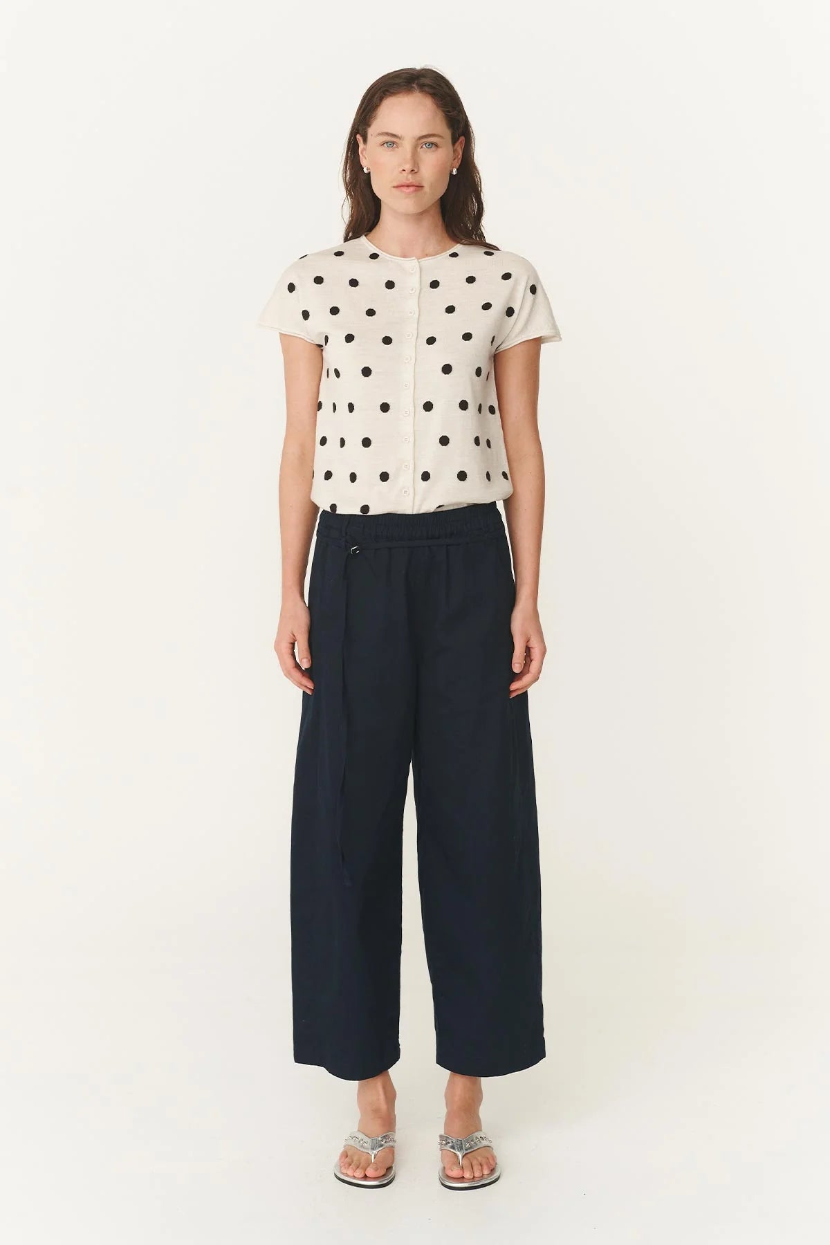 Sandra Merino Knit Top Bone -  Espresso Spot