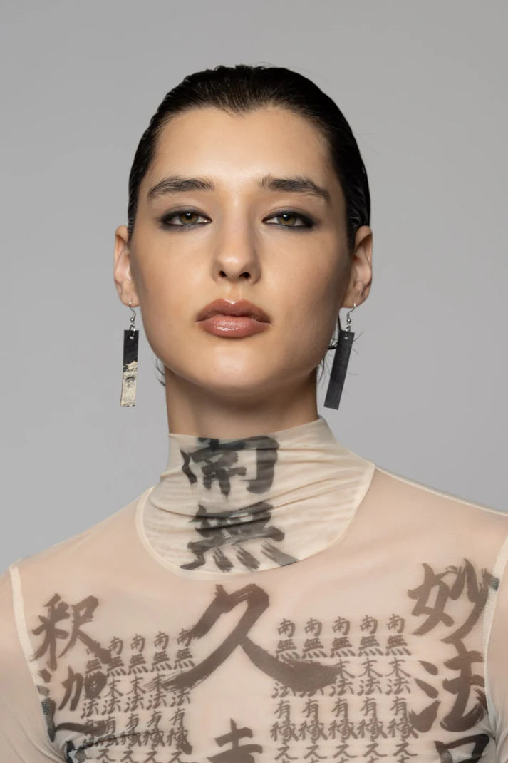 Tatu High Neck Mesh Top  - Nude
