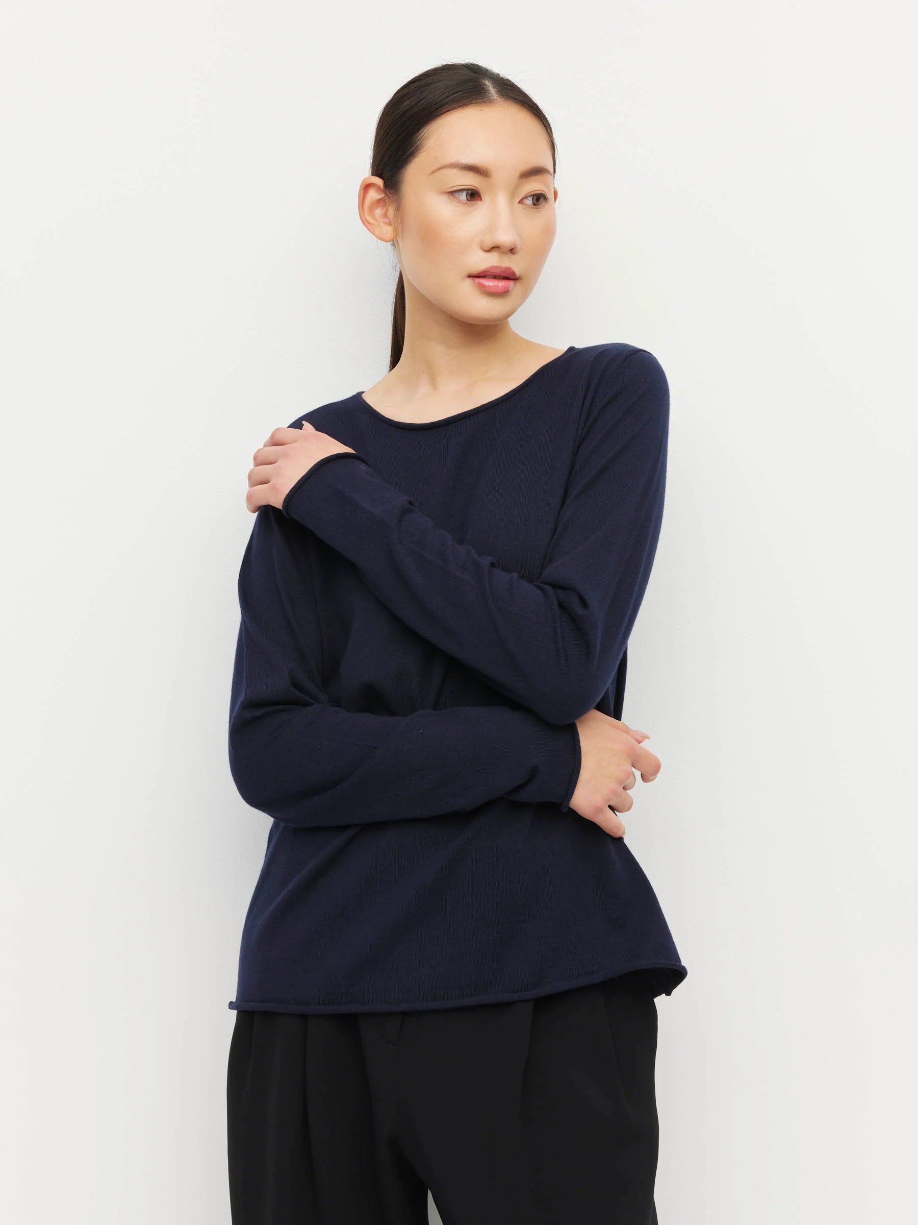 Juliette Hogan Lounge  Long Sleeve Crew - Navy
