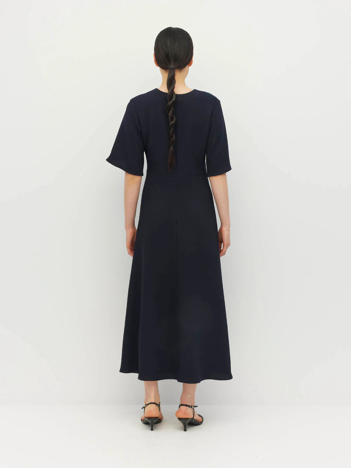 Twist Dress Zig Zag Crepe -Navy