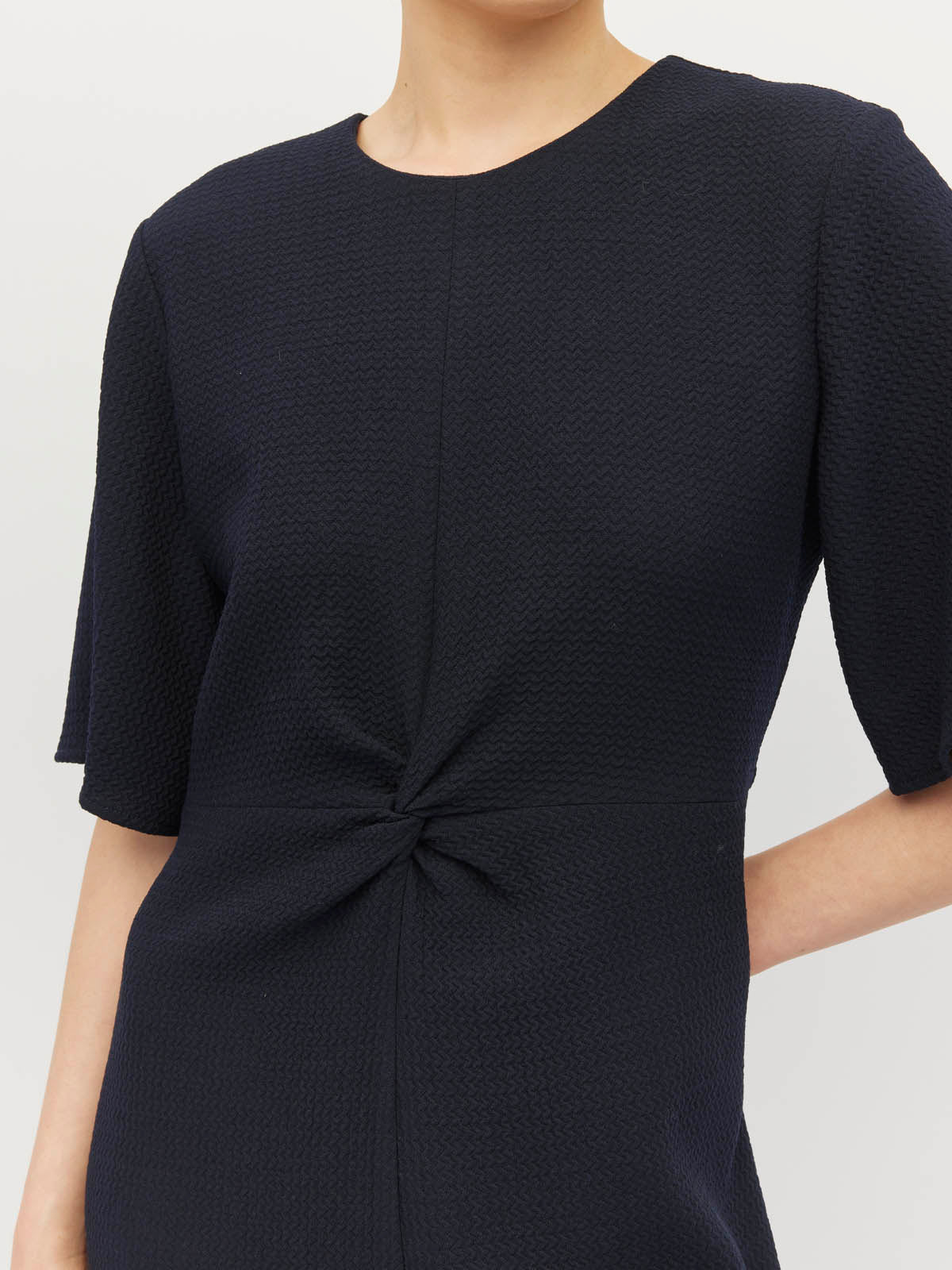 Twist Dress Zig Zag Crepe -Navy