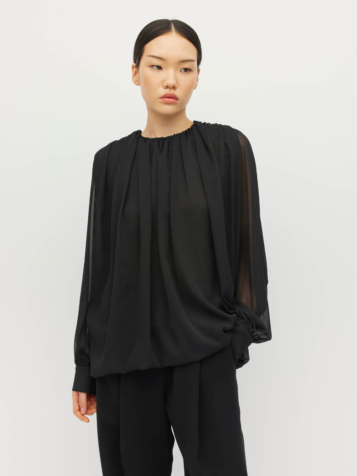 Juliette Hogan Indra Blouse Georgette Yoryu - Black