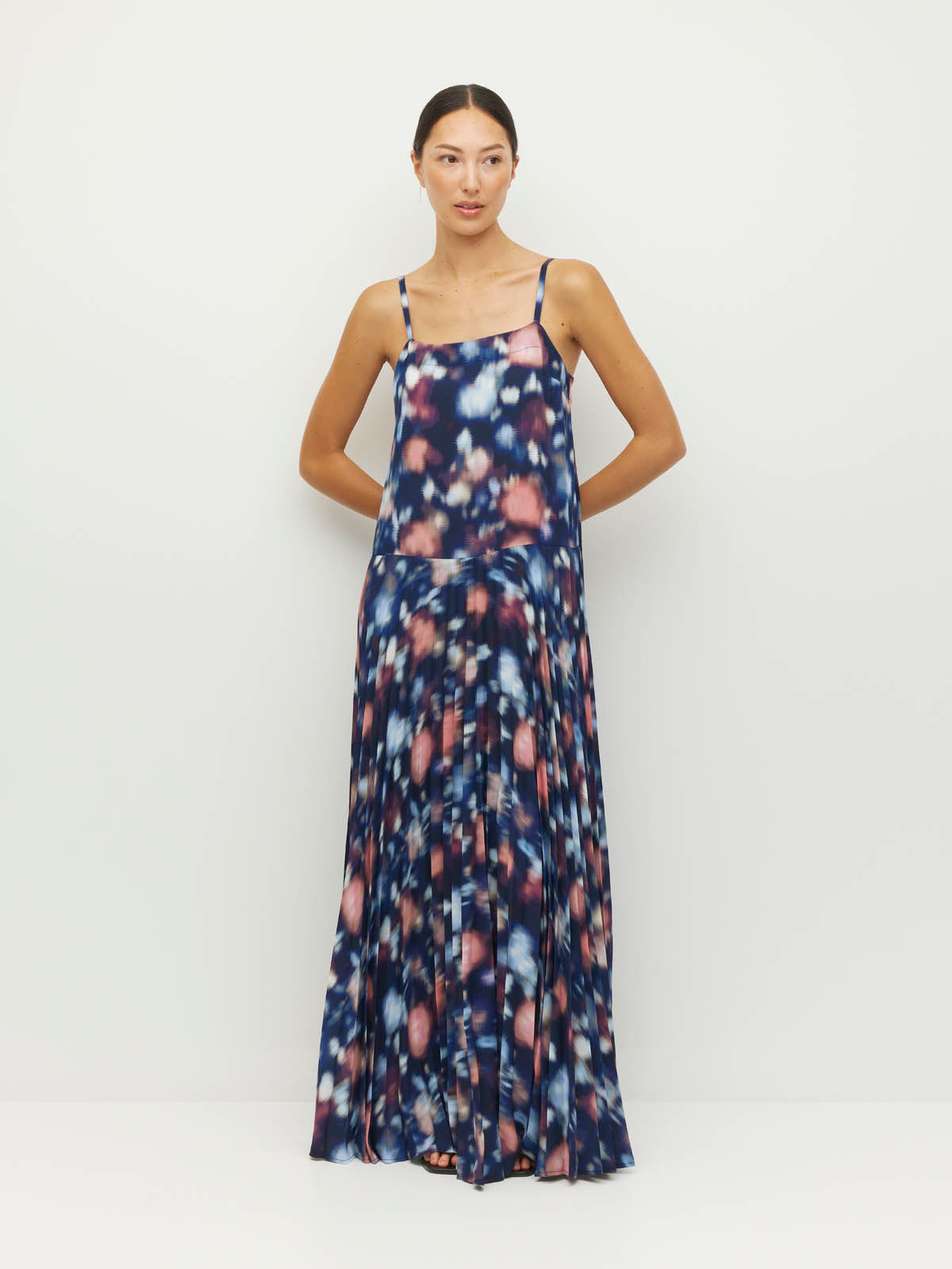 Juliette Hogan Betty Pleat Dress - Rosette Haze Crepe Night Fall