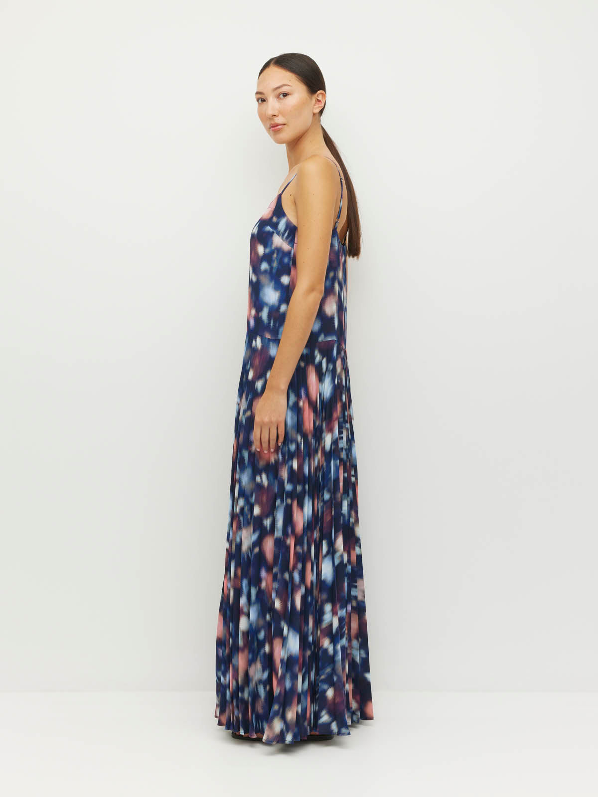 Juliette Hogan Betty Pleat Dress - Rosette Haze Crepe Night Fall