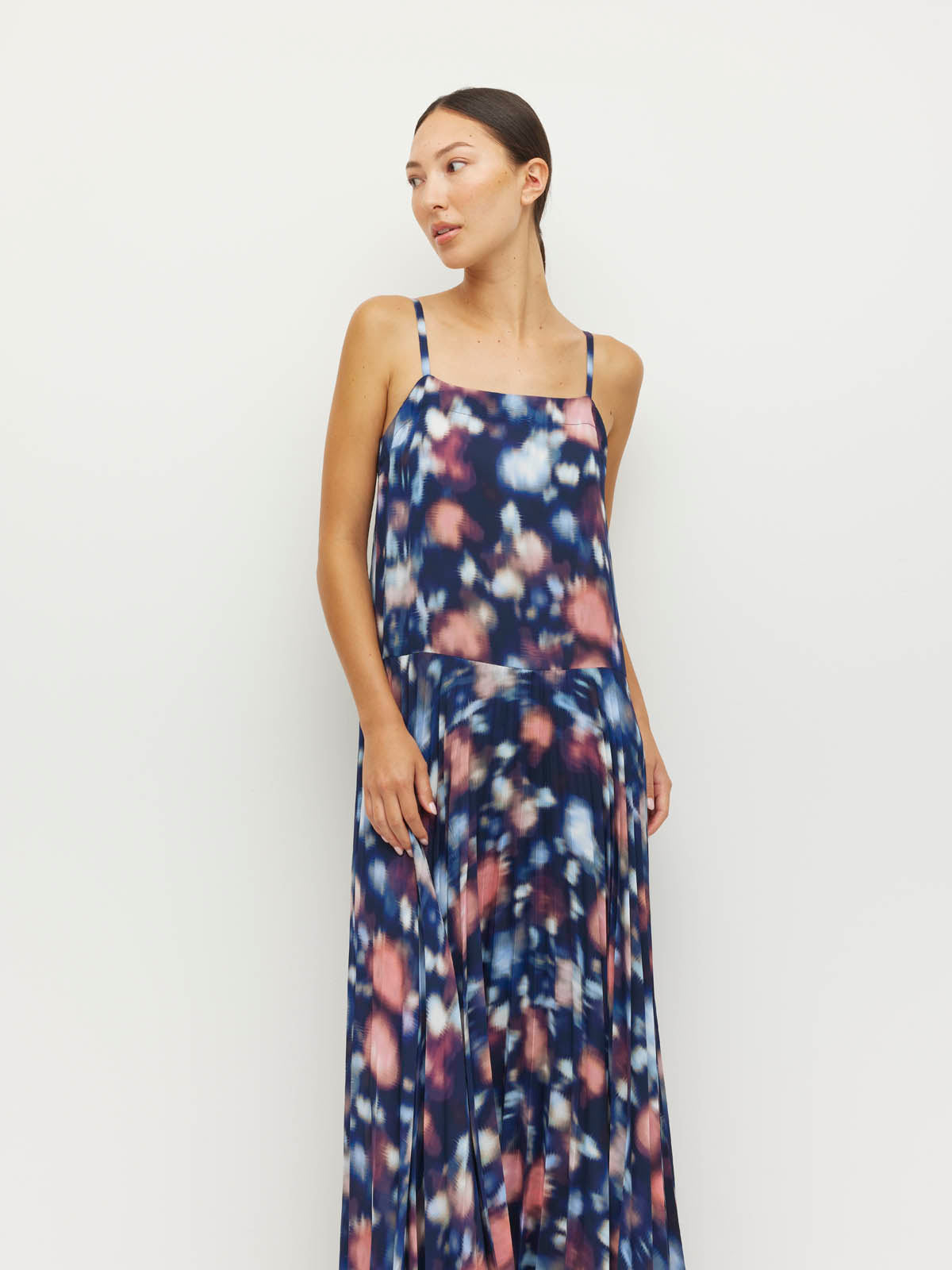 Juliette Hogan Betty Pleat Dress - Rosette Haze Crepe Night Fall